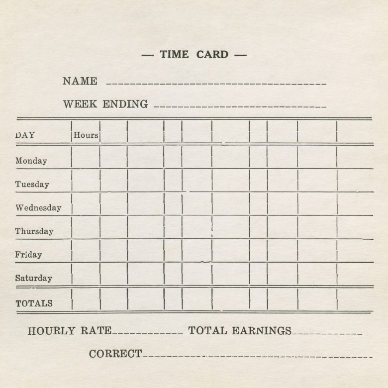 Sample manual time card