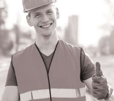 A man wearing PPE