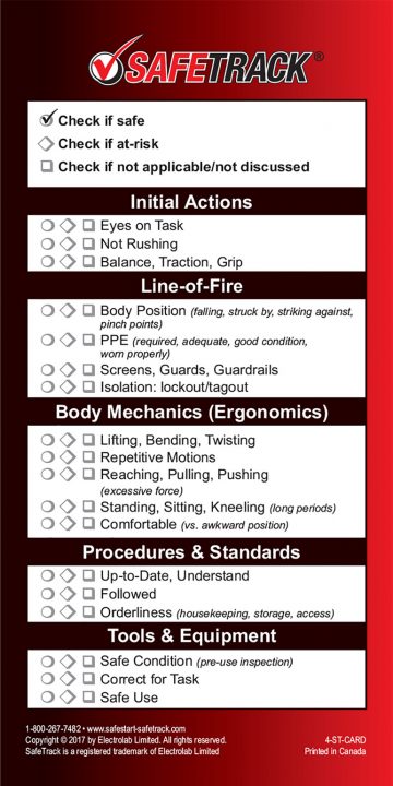 Standard observation card (industrial)