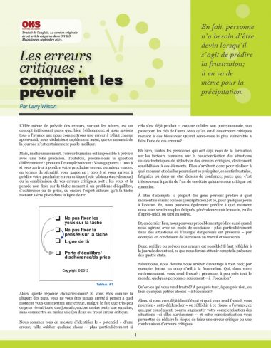 Les erreurs critiques : comment les prévoir