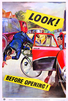 Look before opening car door