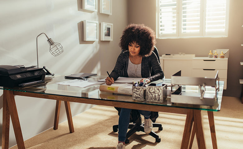 Remote worker in office working from home