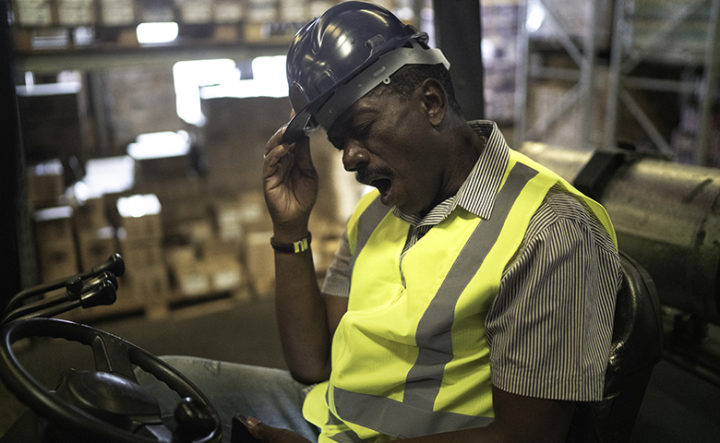 Tired on a fork truck