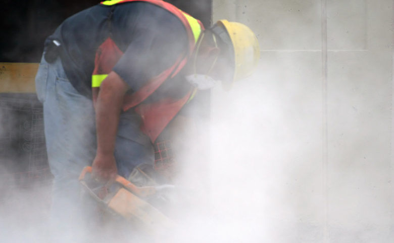 Concrete cutter exposed to potential silica dust