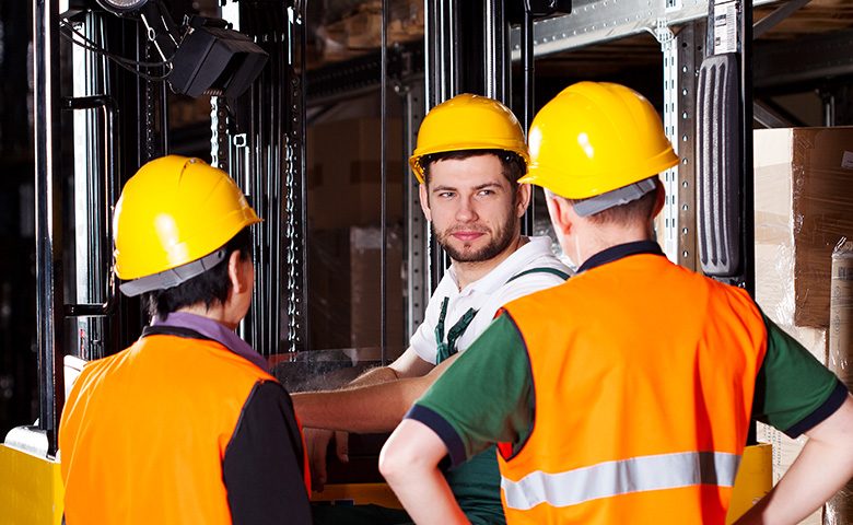 Forklift worker with management