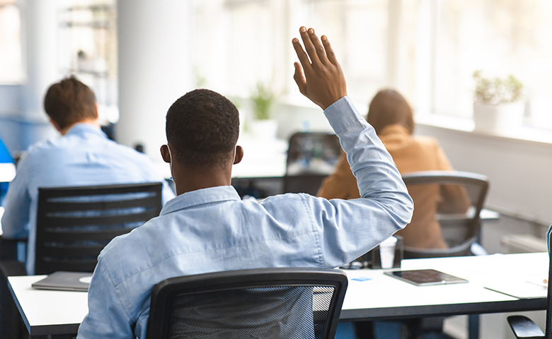 Safety training in workplace classroom